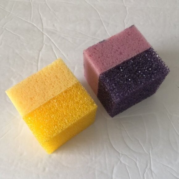 2 Bright Box Kitchen Cube Scrub Sponge Scratch Odor Free Long Lasting Purple Yel - Picture 4 of 6